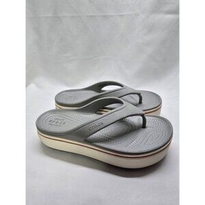 Womens Crocs Crocband Platform Gray Comfort Flip Flops Thong Sandals Size 6